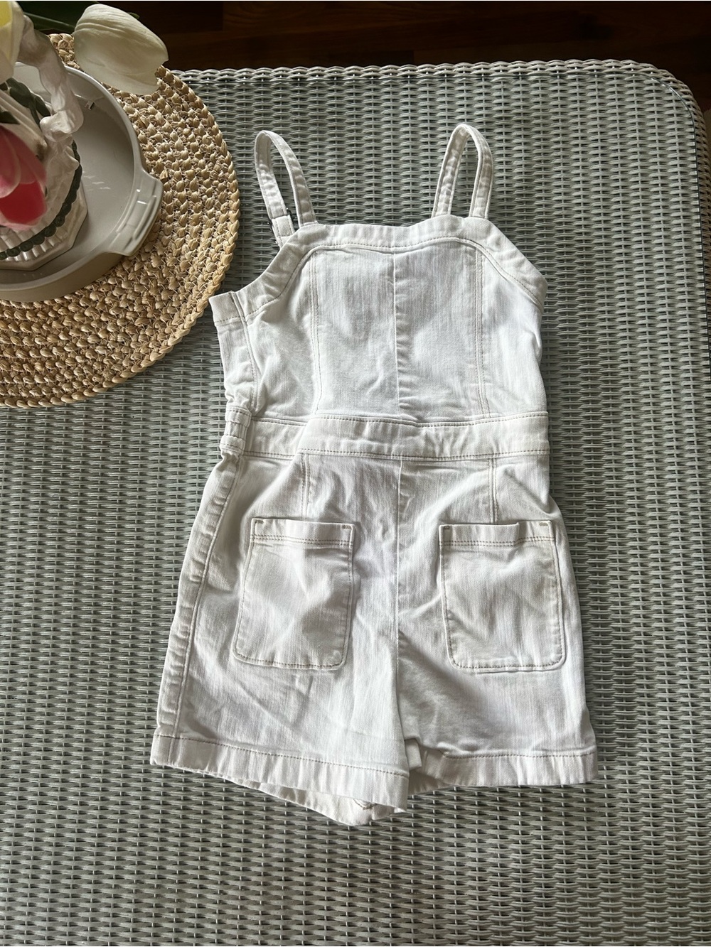 Abercrombie & Fitch White Girls' Denim Shortall Romper Shorts